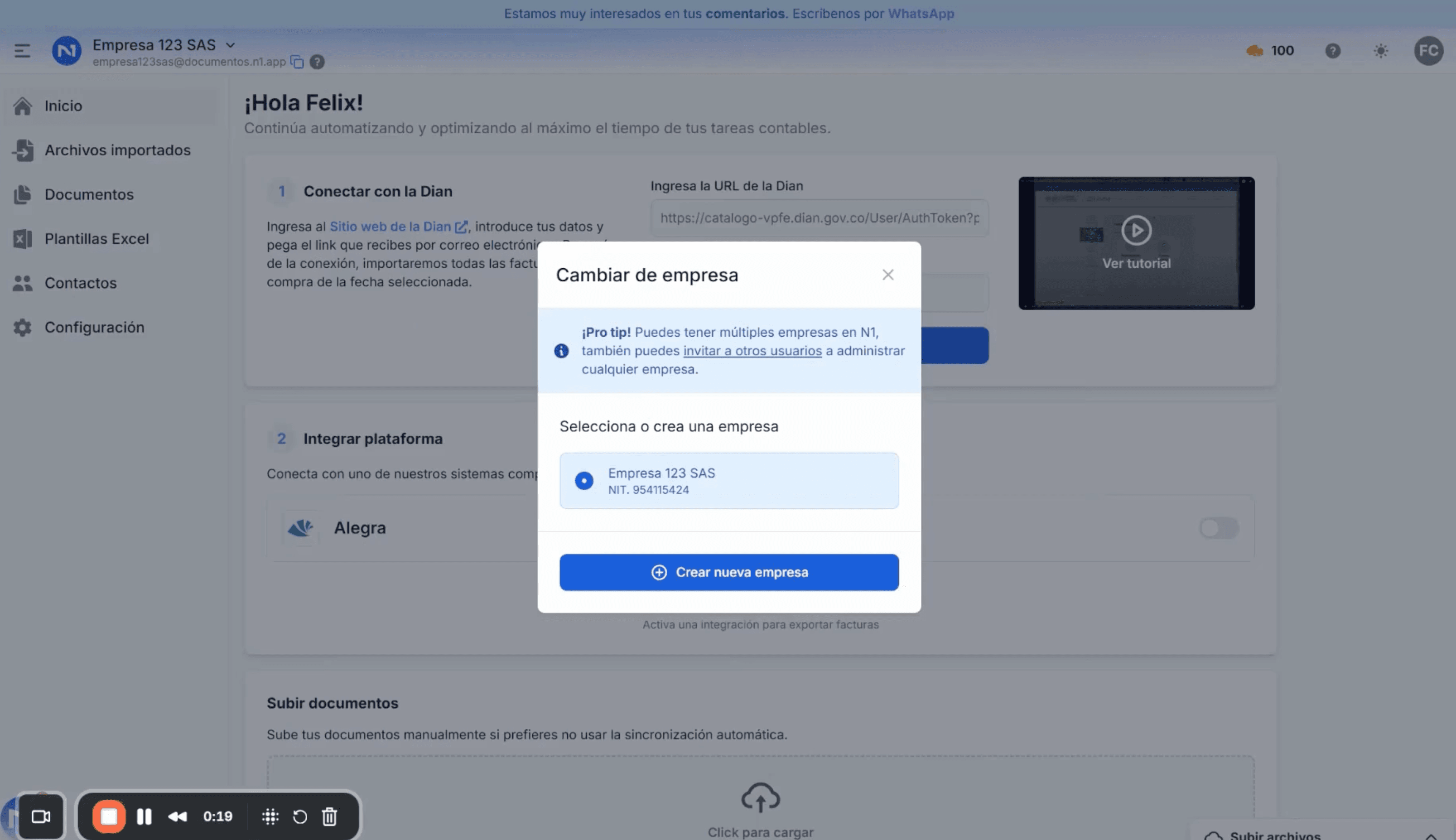 Crear múltiples empresas en una cuenta